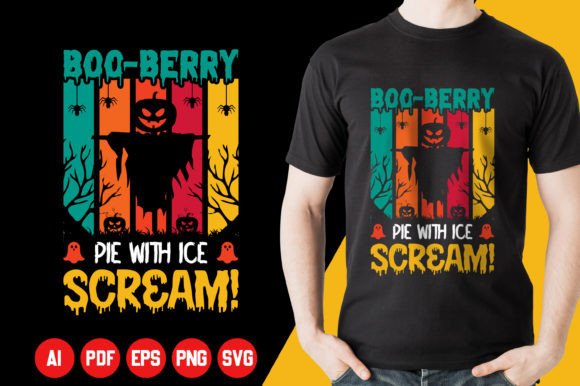 Boo-Berry Pie with Ice Scream Halloween T-Shirt Design