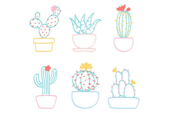 Hand Drawn Cactus in a Pot Graphics & Icons
