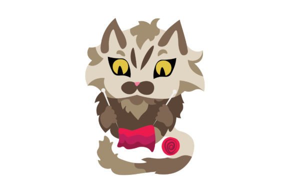 Kawaii Cat Knitting Sticker