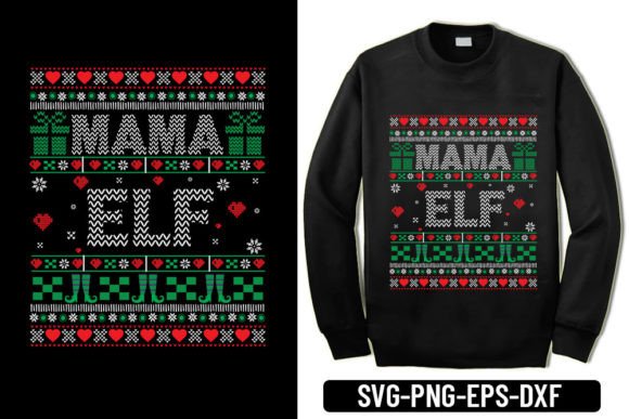 Mama Elf - Christmas Ugly Sweater Graphics
